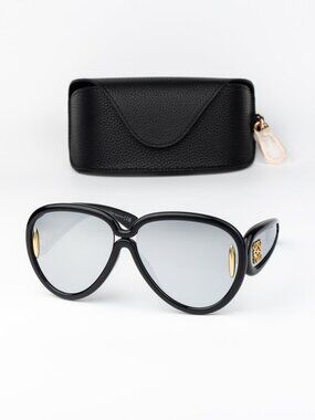 Loewe X PAULA'S IBIZA Men Sunglasses Black Silver Mirror Wave Pilot LW40132I 01C